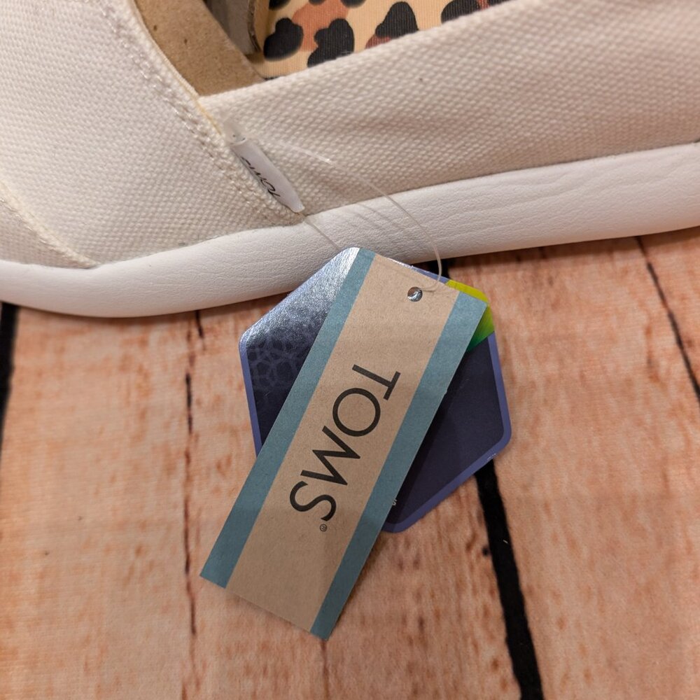 Tom's Alpargata Mallow Casual White Canvas Slip-On Shoes with Leopard Insole 6 - Picture 10 of 15